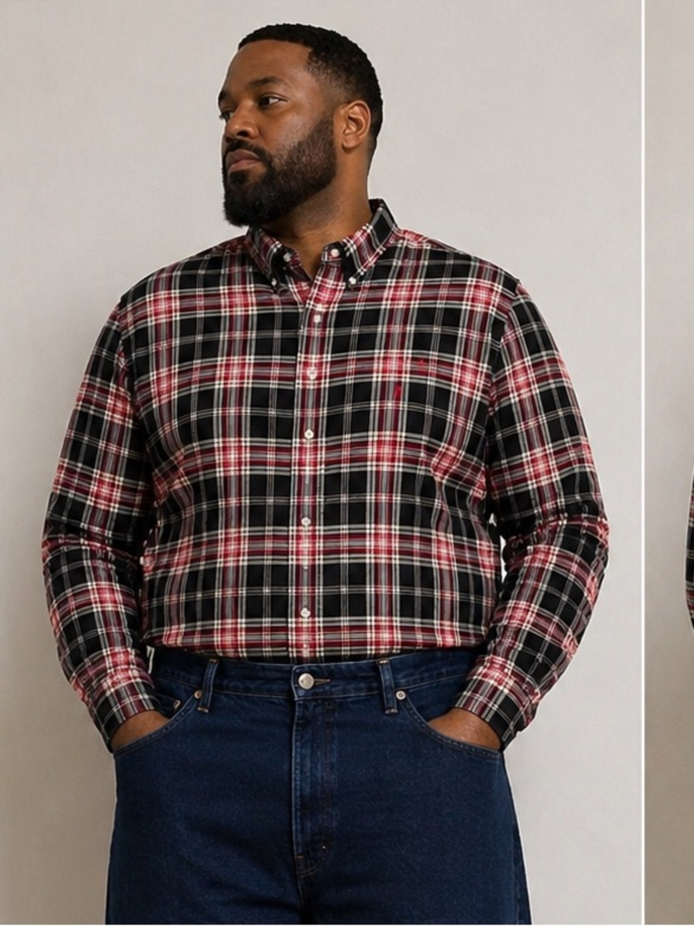 Ralph Lauren Black & Red Plaid Button-Down Shirt size 2XLT